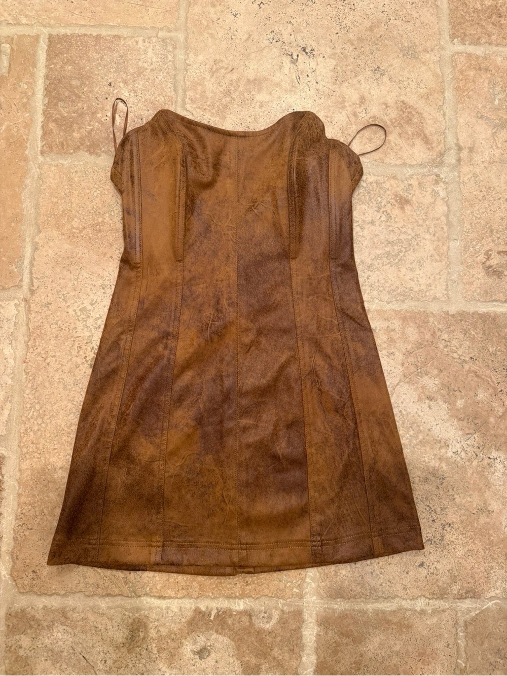 Brown Faux Suede Mini Dress